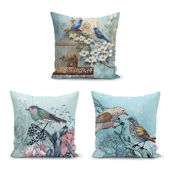 Set od 3 jastučnice Minimalist Cushion Covers Birds Unicorn, 45 x 45 cm