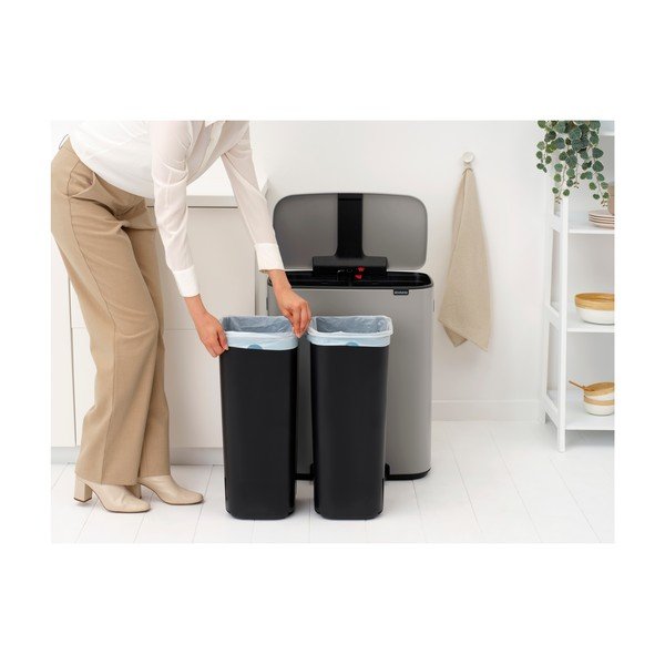 Svijetlo siva željezna kanta za smeće 2x30 l za odvojeni otpad/s pedalom Bo – Brabantia-image-2