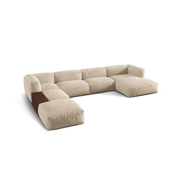 Bež baršunasti kutna garnitura (s lijevim kutom/u obliku slova "U") Martina – Micadoni -image-2