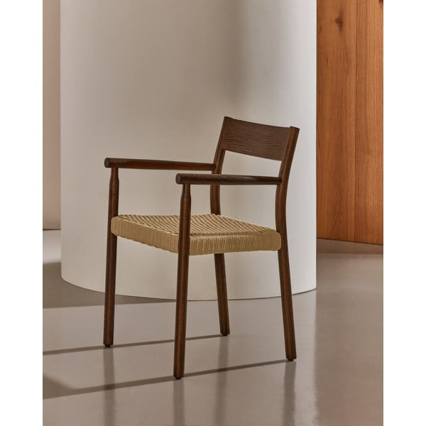 Smeđa/u prirodnoj boji blagovaonska stolica od punog hrasta Yalia – Kave Home-image-2