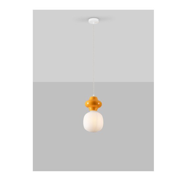 Bijela/narančasta viseća svjetiljka keramička sa staklenim sjenilom ø 18 cm Clio – Nova Luce-image-4