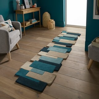 Plava/bež vunena staza 60x230 cm Abstract Collage – Flair Rugs