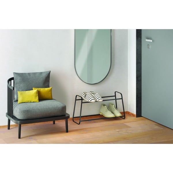 Crna dvokatna polica za cipele Metaltex Derby-image-1