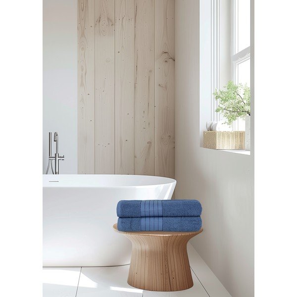 Plavi pamučni ručnici u setu 2 kom od frotira 70x140 cm – Good Morning-image-2