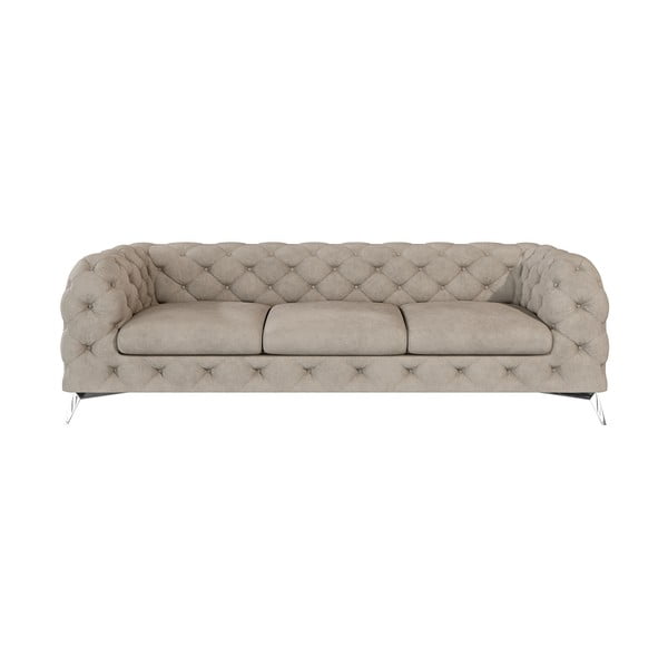 Sivo-bež baršunasti sofa 243 cm Chelsea – Ropez