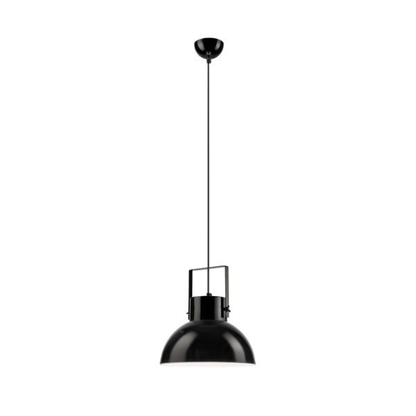 Sjajno crna viseća svjetiljka sa staklenim sjenilom ø 30 cm Kira – LAMKUR