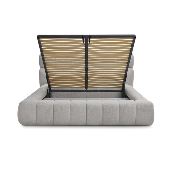 Svijetlo sivi tapecirani bračni krevet s prostorom za odlaganje s podnicom 180x200 cm Mont Blanc – Bobochic Paris-image-3