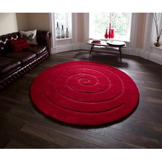 Rubin crveni tepih od vune Think Rugs Spiral, ⌀ 140 cm