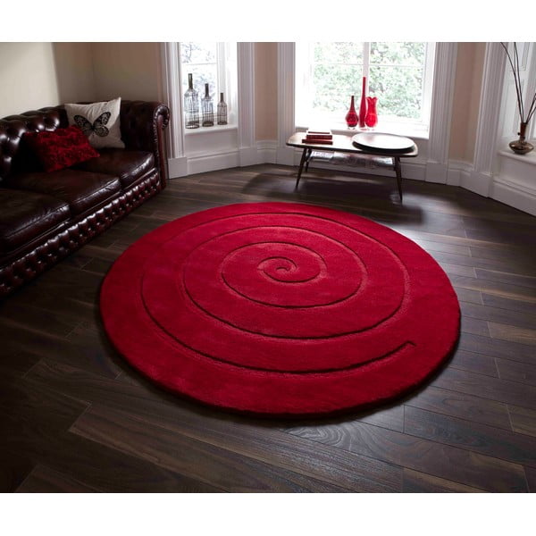 Rubin crveni tepih od vune Think Rugs Spiral, ⌀ 180 cm-image-1
