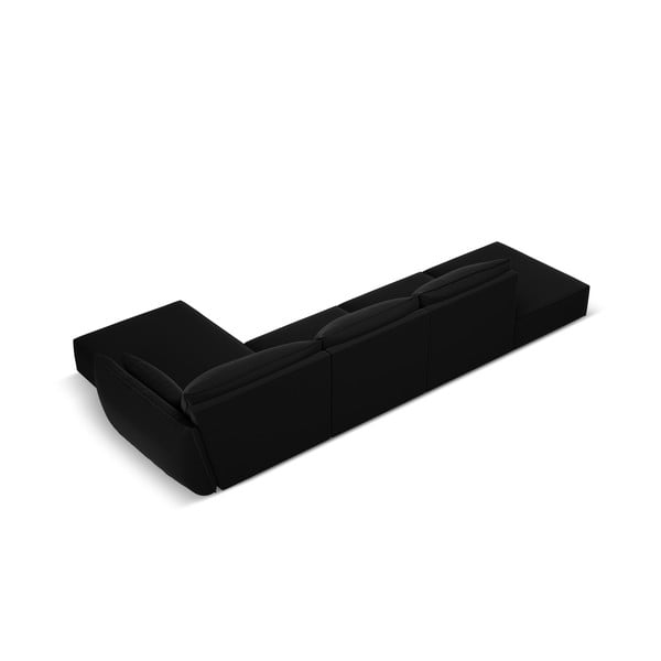 Crna baršunasti kutna garnitura (s desnim kutom/s ležaljkom) Vanda – Mazzini Sofas-image-3