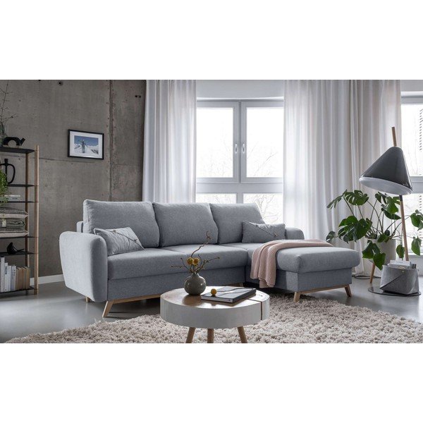 Svijetlosiva kutna garnitura na razvlačenje Miuform Scandic Lagom, desni kut-image-3