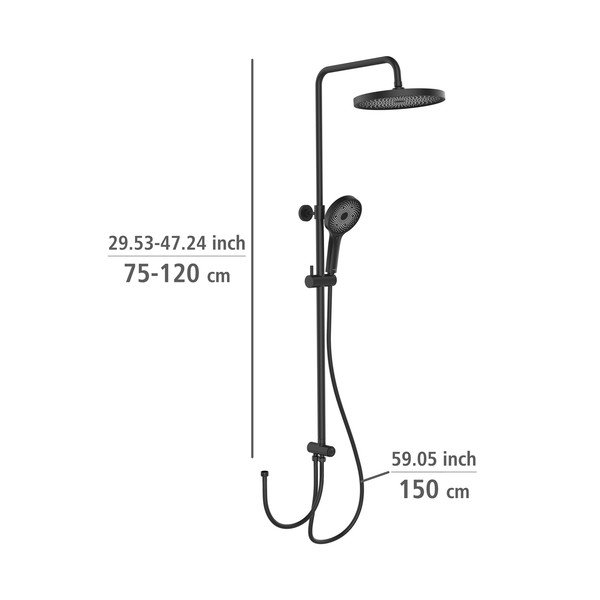 Crni tuš set od nehrđajućeg čelika 120 cm Soft Water - Wenko-image-2