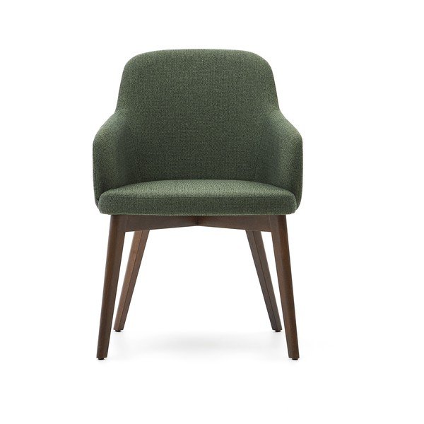 Tamno zelena podstavljena blagovaonska stolica s naslonima za ruke Nelida – Kave Home-image-4