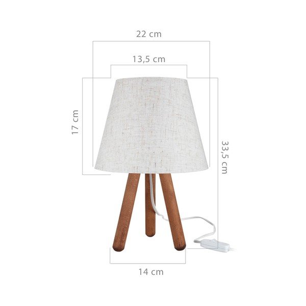 Stolna lampa s tekstilnim sjenilom u bijeloj prirodnoj boji (visina 33,5 cm) - Squid Lighting-image-2