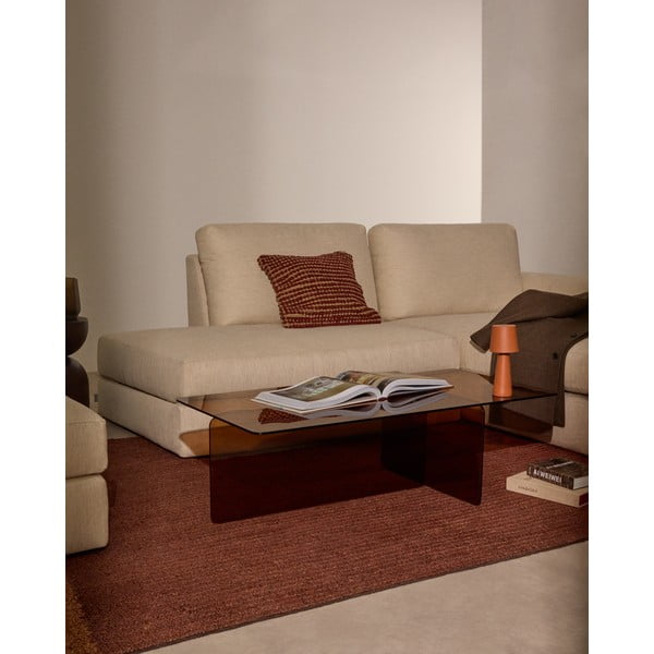 Smeđi stakleni stolić za kavu 60x120 cm Zaren – Kave Home-image-1