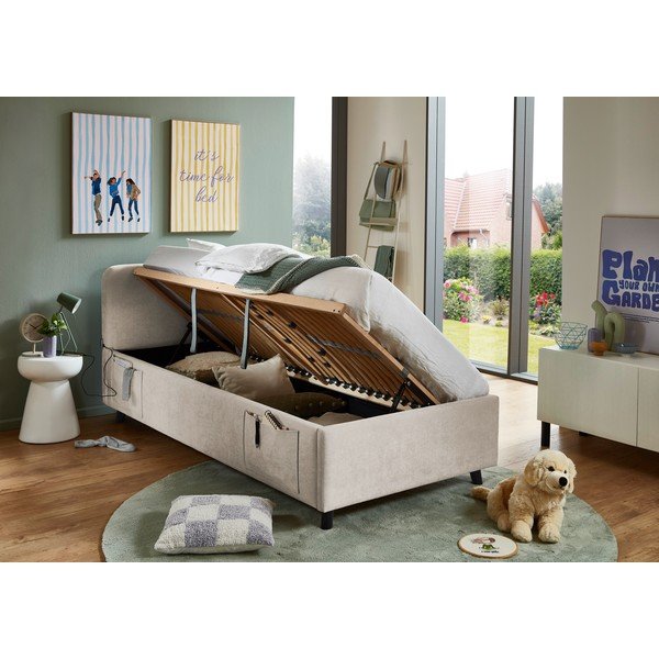 Bež dječji krevet s prostorom za odlaganje s podnicom 90x200 cm Cosy – Meise Möbel-image-2