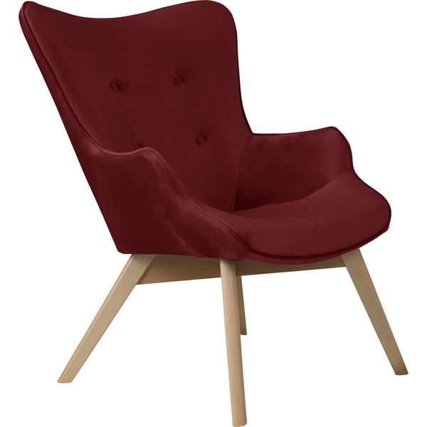 Crvena baršunasta fotelja Niko – Ropez