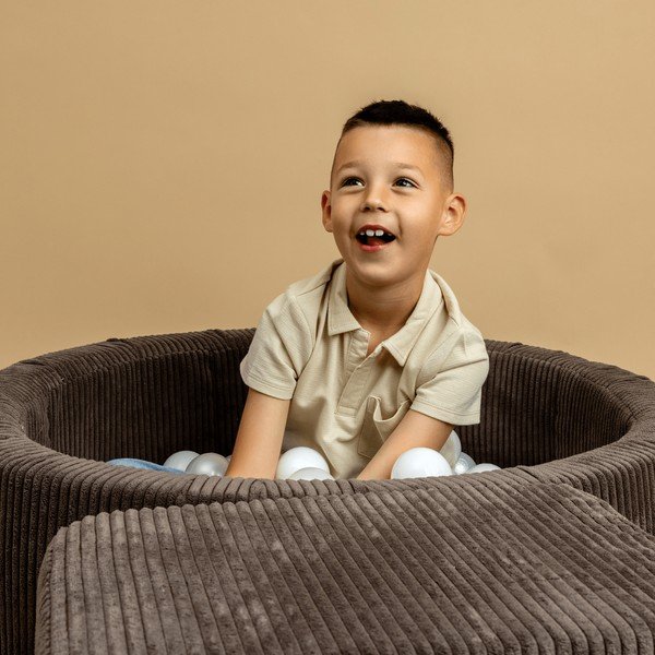 Ružičasti bazen s lopticama od samta ø 90x30 cm Montessori – Meowbaby-image-4