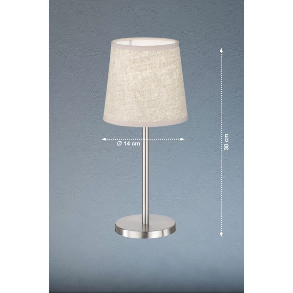 Bež/u srebrnoj boji stolna lampa s tekstilnim sjenilom (visina 30 cm) Eve – Fischer & Honsel-image-2