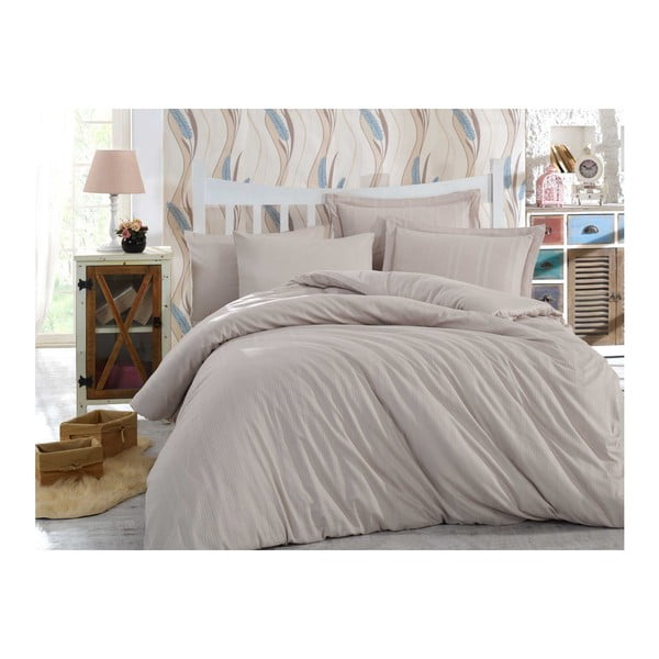 Pamučna posteljina s plahtama i 2 jastučnice Stripe, 200 x 220 cm