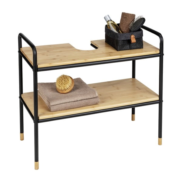 Ormarić za umivaonik od crnog/prirodnog bambusa 70x60 cm Loft - Wenko-image-1