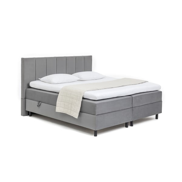 Sivi boxspring krevet s prostorom za odlaganje 180x200 cm Elva Bold Line – Bonami Selection
