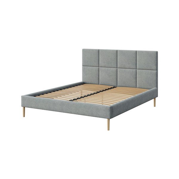 Sivi tapecirani bračni krevet s podnicom 160x200 cm Alano – MESONICA-image-3