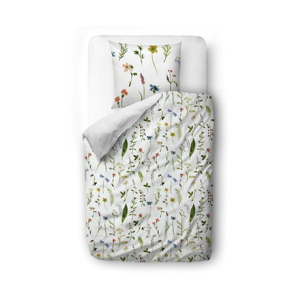 Bijelo-zelena posteljina za krevet za jednu osobu od pamučnog satena 140x200 cm – Butter Kings