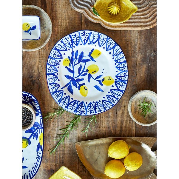 Bijeli/plavi tanjur za serviranje od kamenine ø 27 cm Maxima – Bloomingville-image-2