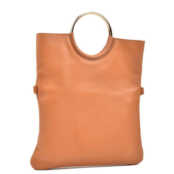 Konjak smeđa kožna torbica Luisa Vannini Pergon Cross-image-1