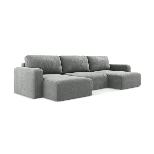 Siva sklopiva/s prostorom za odlaganje kutna garnitura od šenila (u obliku slova "U") Kona – Makamii-image-2