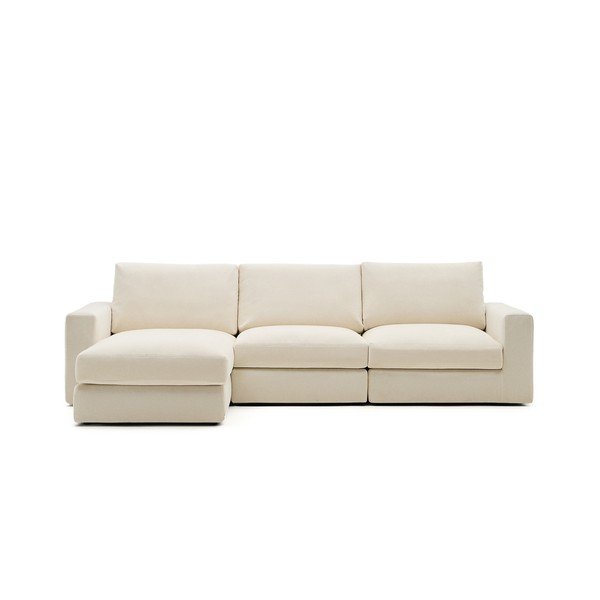 Bež kutna garnitura od šenila (s lijevim kutom/s ležaljkom) Alea – Kave Home