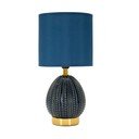 Plava stolna lampa keramička s tekstilnim sjenilom (visina 30,5 cm) Flavi – Mauro Ferretti