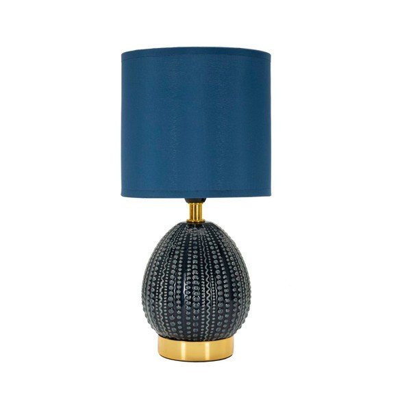 Plava stolna lampa keramička s tekstilnim sjenilom (visina 30,5 cm) Flavi – Mauro Ferretti