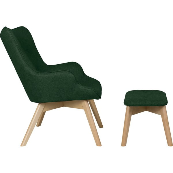 Tamno zelena fotelja s naslonjačem za noge Niko – Ropez-image-3