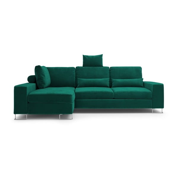 Boca zeleni baršunasti kauč na razvlačenje Windsor & Co Sofas Diane, lijevi kut