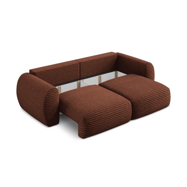 Sklopiva/s prostorom za pohranu sofa od samta boja terakote 266 cm Kini – Makamii-image-4