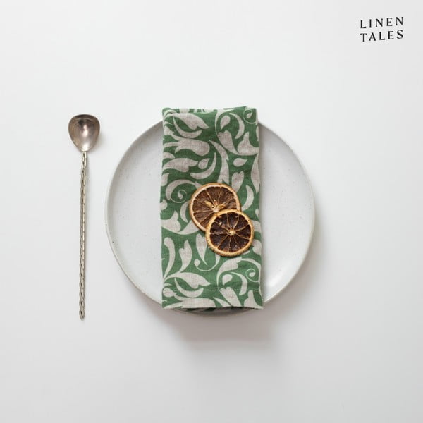 Laneni ubrus 40x40 cm Evergreen Damask – Linen Tales-image-2