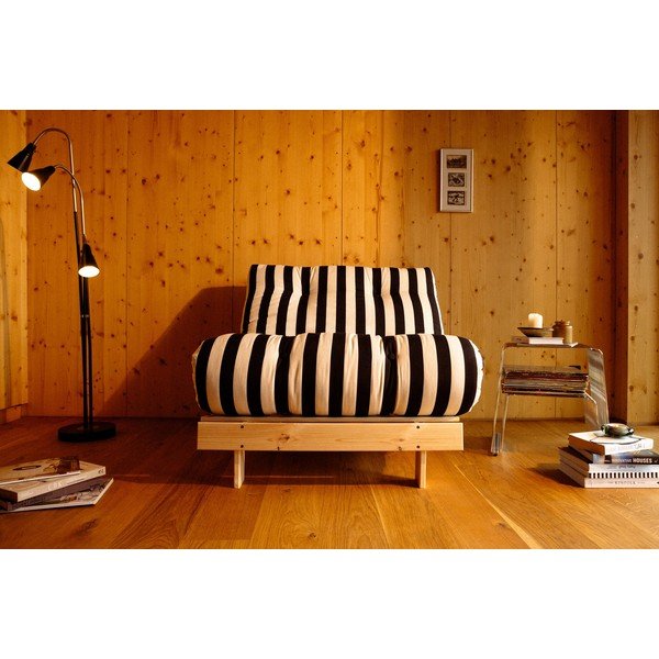 Crno-bijela futon/drvena fotelja na rasklapanje Roots – Karup-image-1