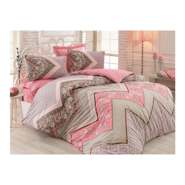 Pamučna posteljina s plahtama za bračni krevet Melis, 200 x 220 cm