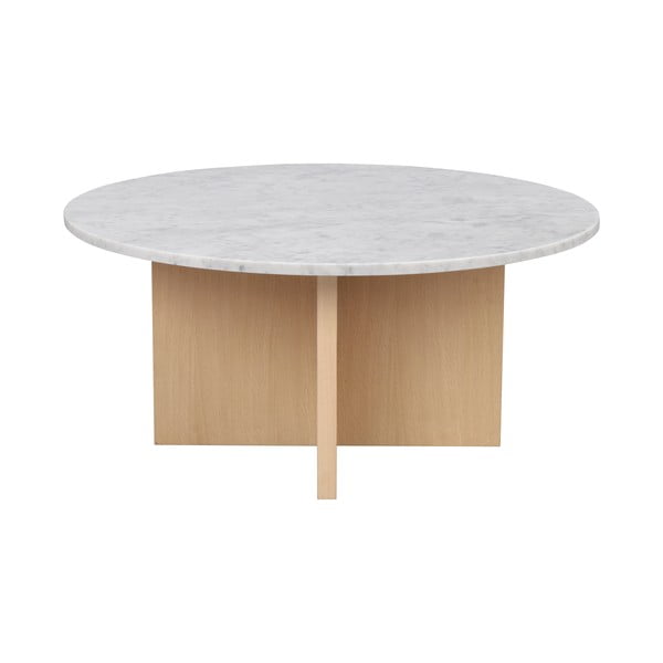 Bijeli mramorni okrugli stolić 90x90 cm Brooksville - Rowico-image-3