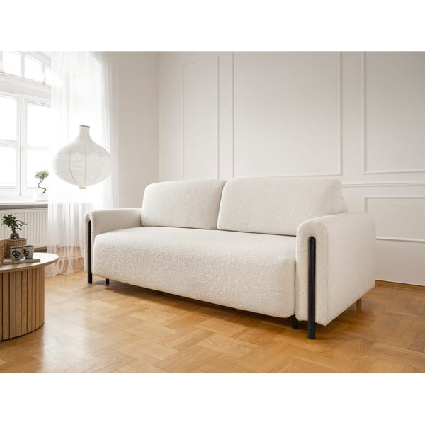 Sklopiva/s prostorom za odlaganje sofa od bouclé tkanine boje slonovače 244 cm Arcadova – ELTAP-image-3
