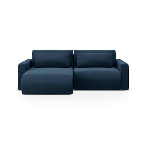 Tamno plava baršunasti sklopiva/s prostorom za odlaganje kutna garnitura Belfast – Cosmopolitan Design