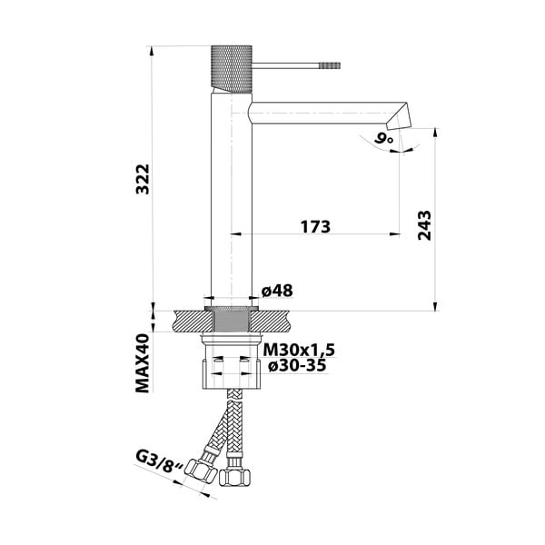 Stojeća slavina za umivaonik u sjajno srebrnoj boji Solaris – Sapho-image-3