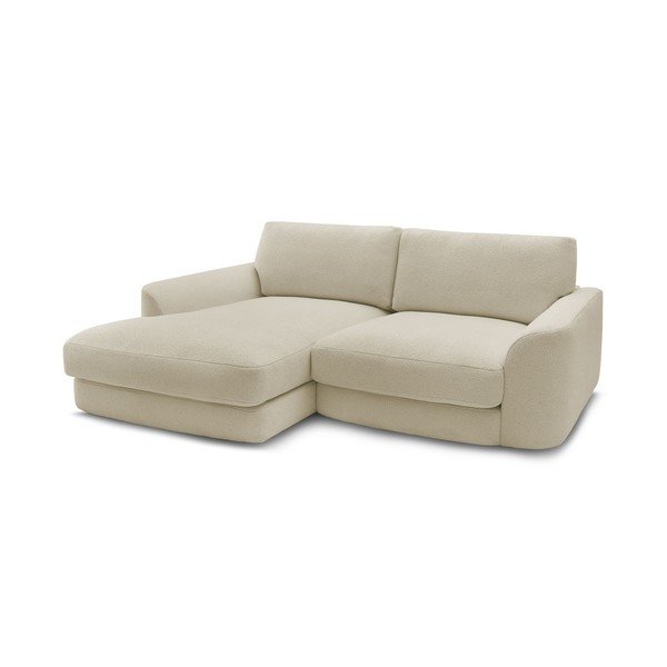 Bež kutna garnitura od bouclé tkanine (s lijevim kutom/s ležaljkom) Leonore – Bobochic Paris