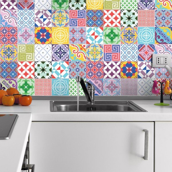 Set od 60 zidnih naljepnica Ambiance Vintage Artistic Tiles, 10 x 10 cm-image-1
