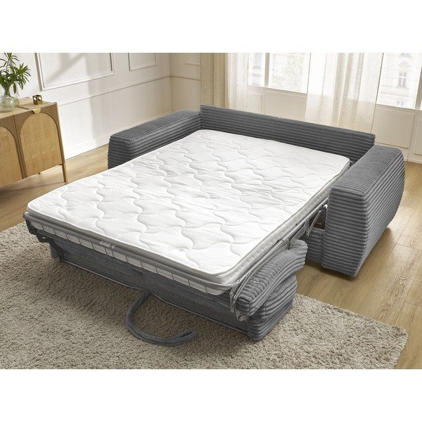 Tamno siva sofa za spavanje/sklopiva od samta 240 cm Hugo – Bobochic Paris-image-1