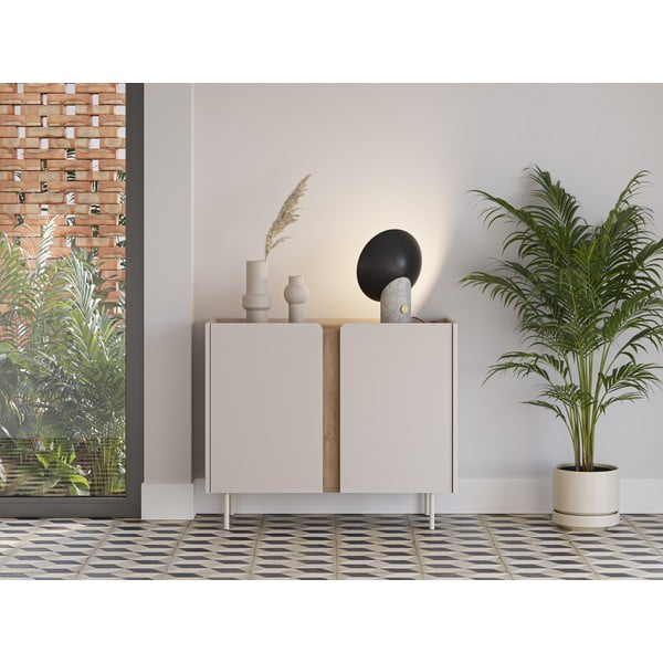 Krem/u prirodnoj boji ormarić u dekoru hrasta 100x82,5x40 cm Lucile – Marckeric-image-1