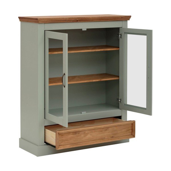 Svijetlo zelena vitrina od masivnog bora 100x120 cm Selma – Støraa-image-3