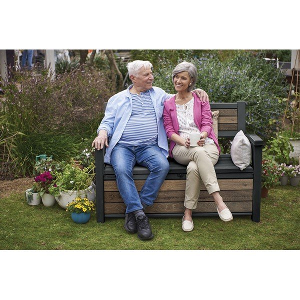 Tamno smeđa plastična vrtna klupa Deco – Keter-image-3